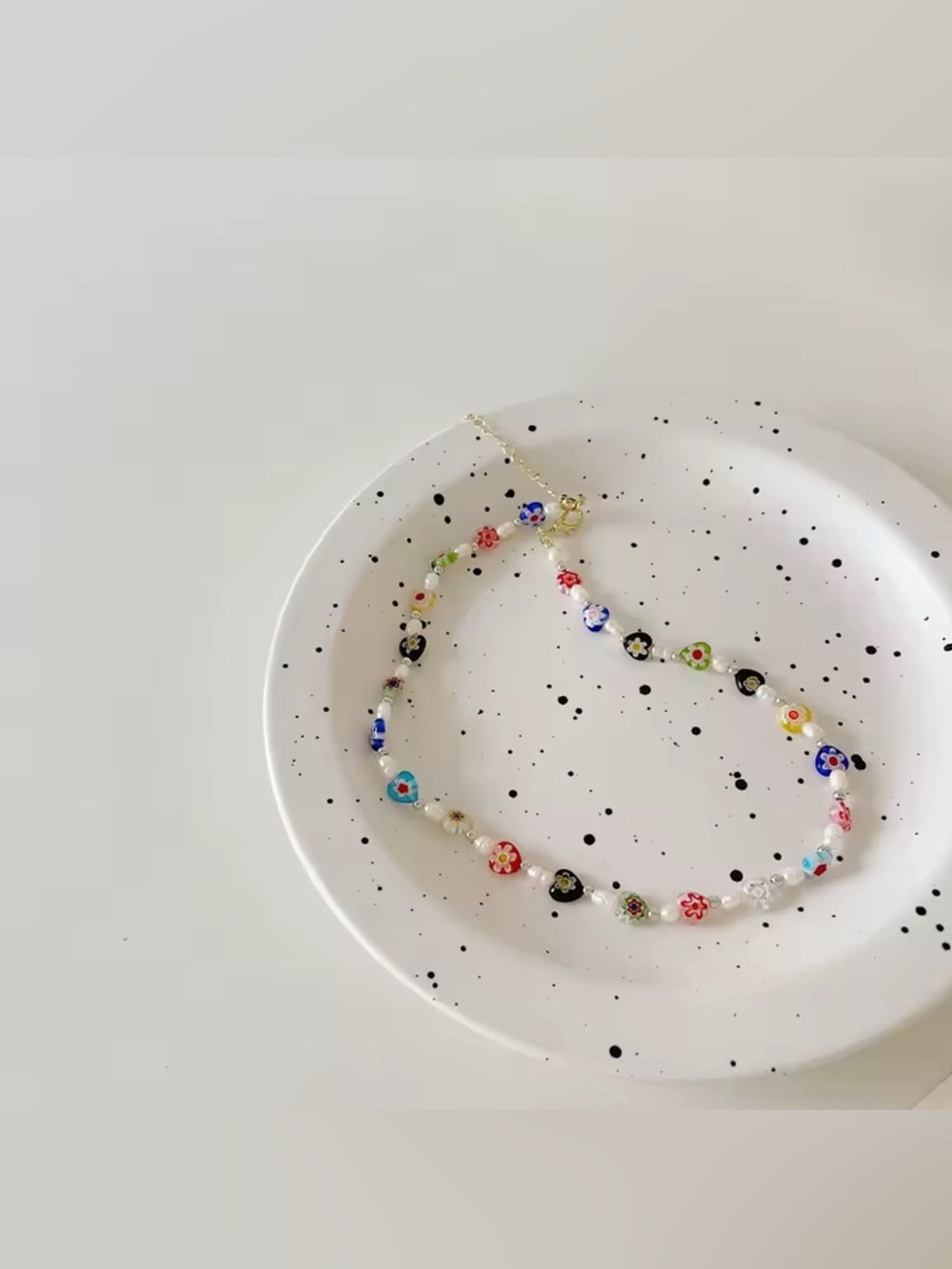 Korean Vintage Heart Pearl Beaded Necklace